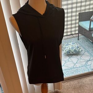 Women's Sleeveless Black Hoodie